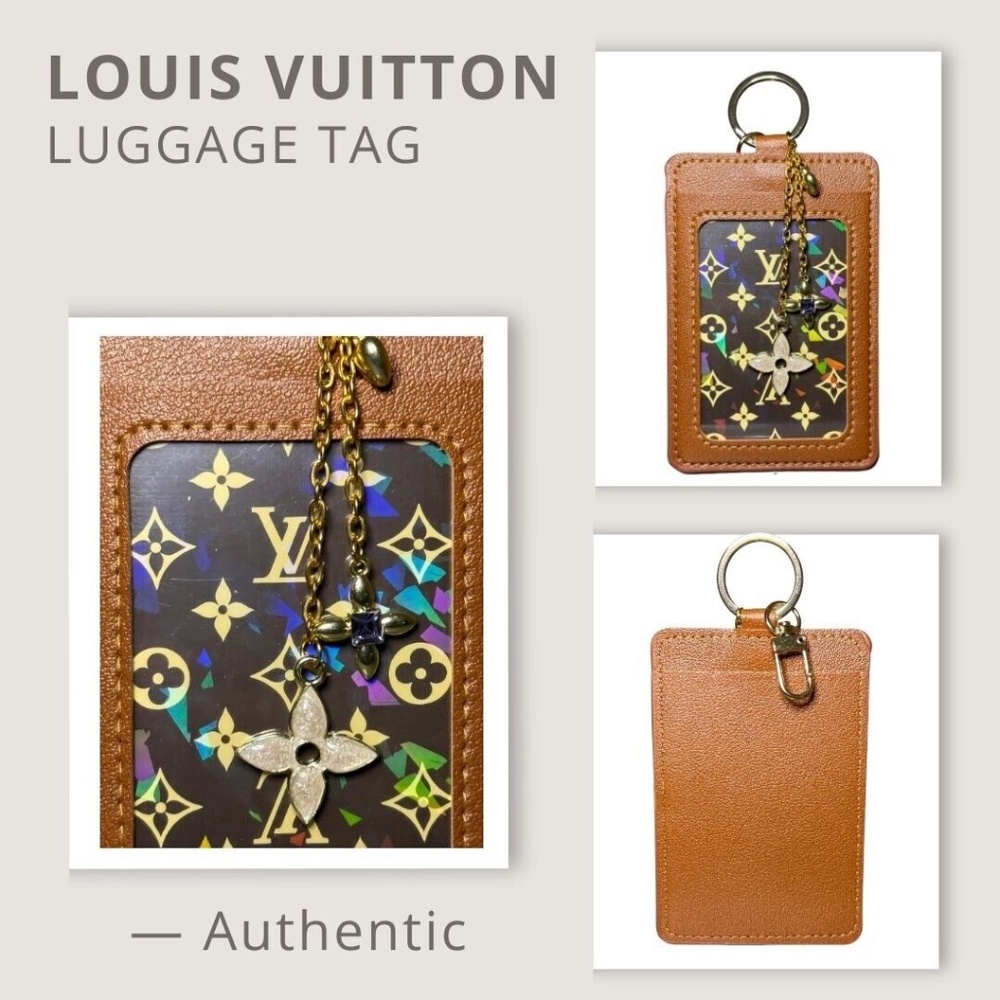 Louis Vuitton Luggage Tag Large Travel Charm Brown NEW Authentic